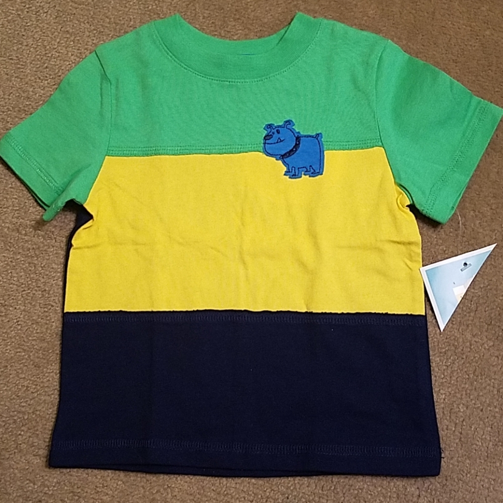 Color Pieced Tee Shirt baby boy Size 12 months with blue dog